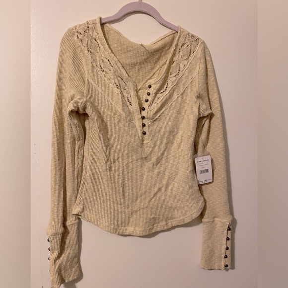 Free People Henley with Embroidery Detail - Picture 1 of 4